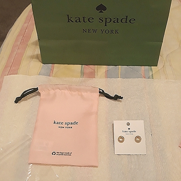 Kate Spade Halo Stud Earrings - Spot the Spade in Gold NEW - Picture 4 of 7